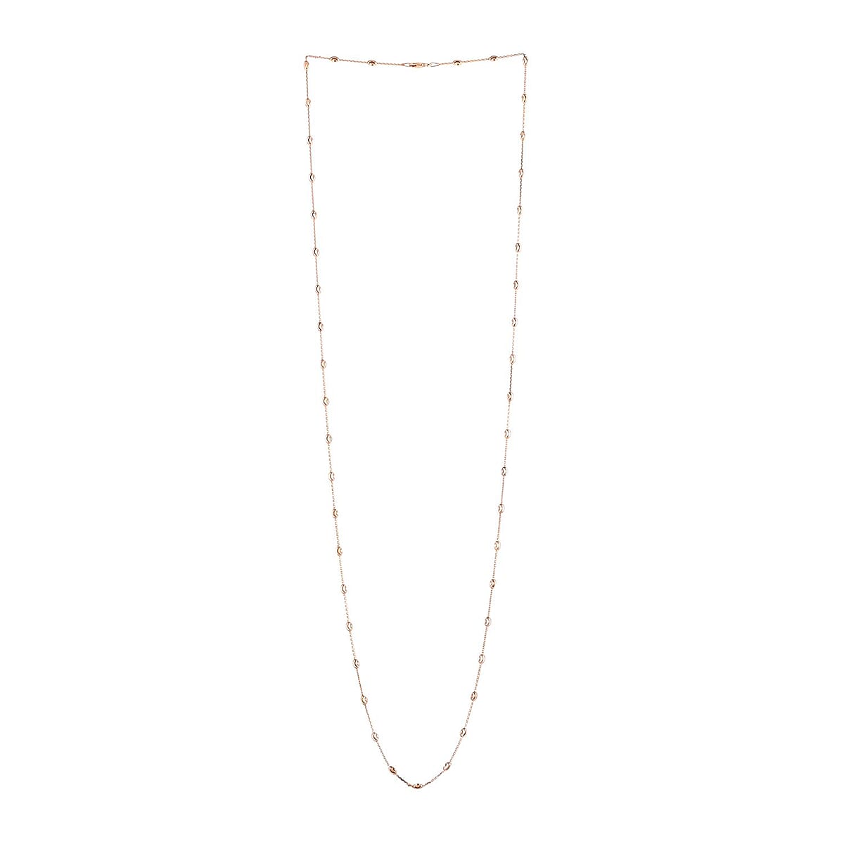 14K RG Over Sterling Silver 3mm Station Oval Moon Diamond Cut Chain Necklace (36 Inches) (7.90 g) image number 4