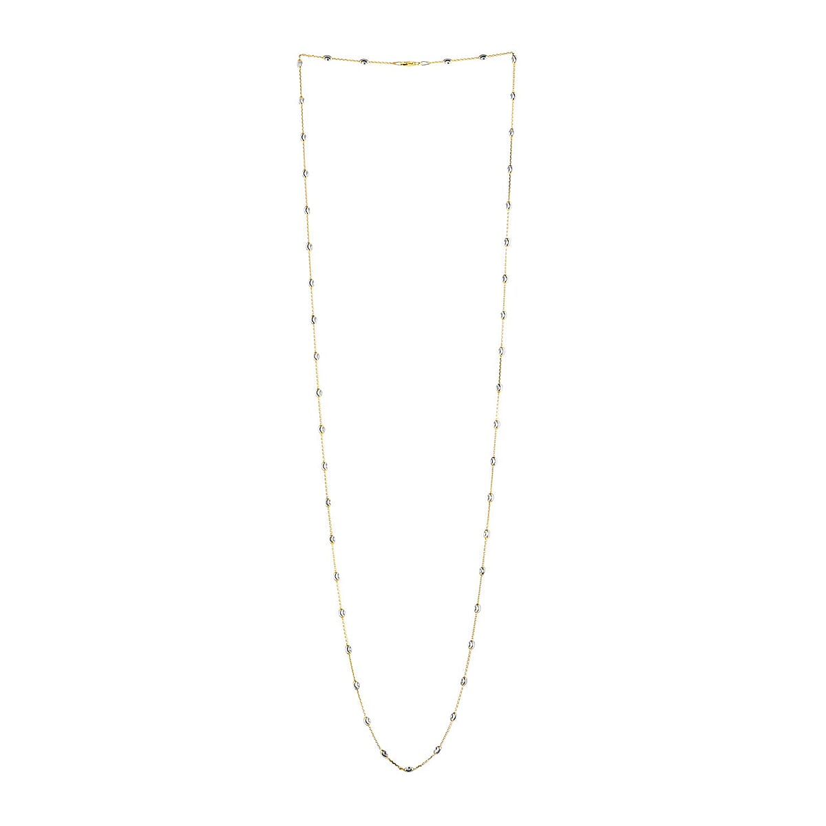 14K Yellow Gold Over and Sterling Silver 3mm Station Oval Moon Diamond Cut Chain Necklace 36 Inches 8 Grams image number 4