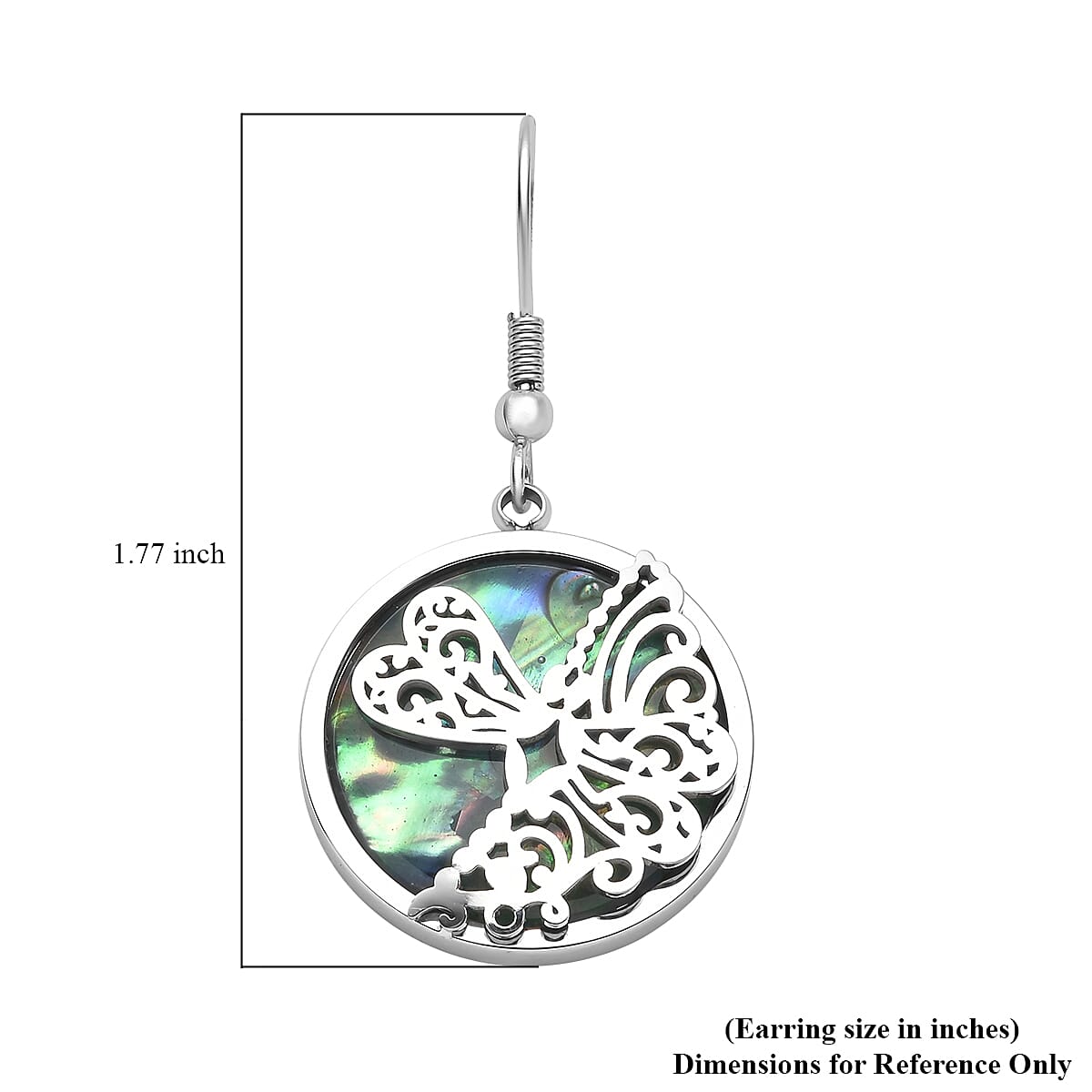 Abalone Shell Dragonflies Earrings in Stainless Steel 1.00 ctw