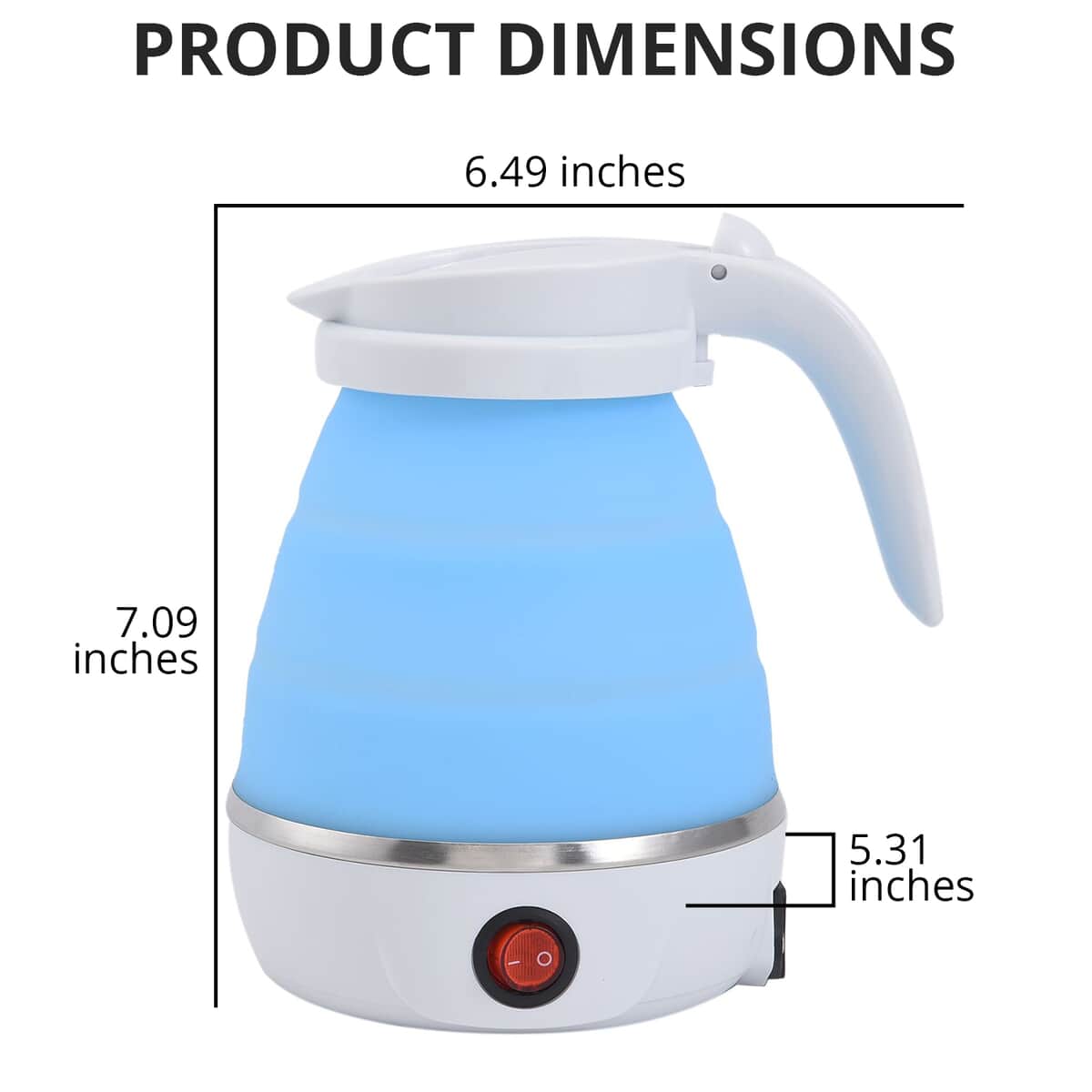 Blue Silicone Foldable Electric Kettle with Stainless Steel - 0.6L (UL Certificate Plug) (6.49"x5.31"x7.09") image number 4