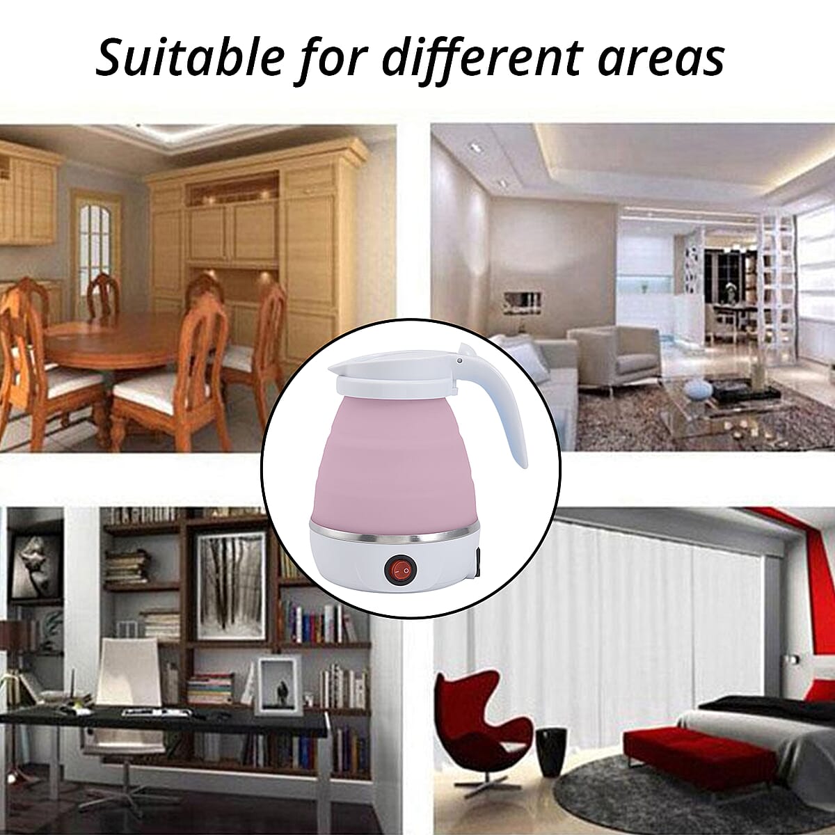 Pink Silicone Foldable Electric Kettle in Stainless Steel - 0.6L (UL Certificate Plug) image number 3