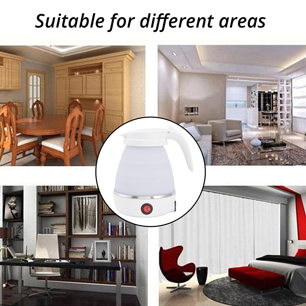 White Silicone Foldable Electric Kettle in Stainless Steel - 0.6L (UL Certificate Plug) image number 3