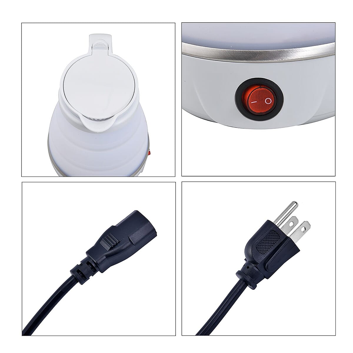 White Silicone Foldable Electric Kettle in Stainless Steel - 0.6L (UL Certificate Plug) image number 6