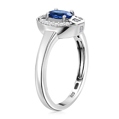 Tanzanite and White Zircon 0.90 ctw Ring in Platinum Over Sterling Silver