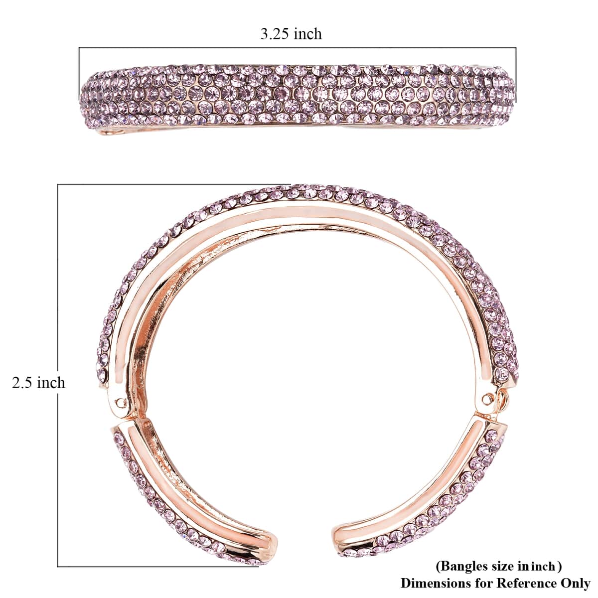 Pink Austrian Crystal and Enameled Sparkling Cuff Bracelet in Rosetone (6.75 in) image number 6