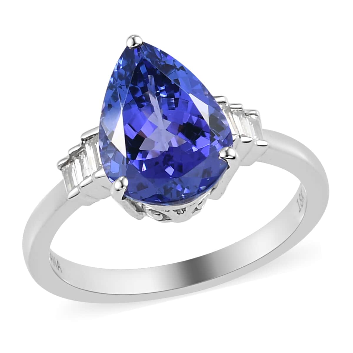 Iliana 18K White Gold AAA Tanzanite and G-H SI Diamond Ring (Size 8.0) 3.25 ctw image number 0