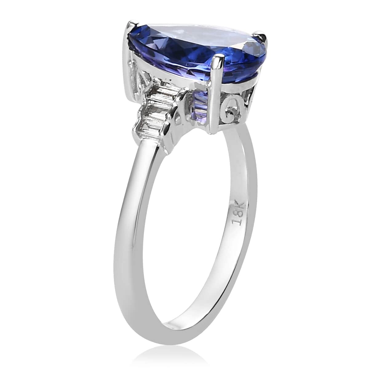 Iliana 18K White Gold AAA Tanzanite and G-H SI Diamond Ring (Size 8.0) 3.25 ctw image number 3