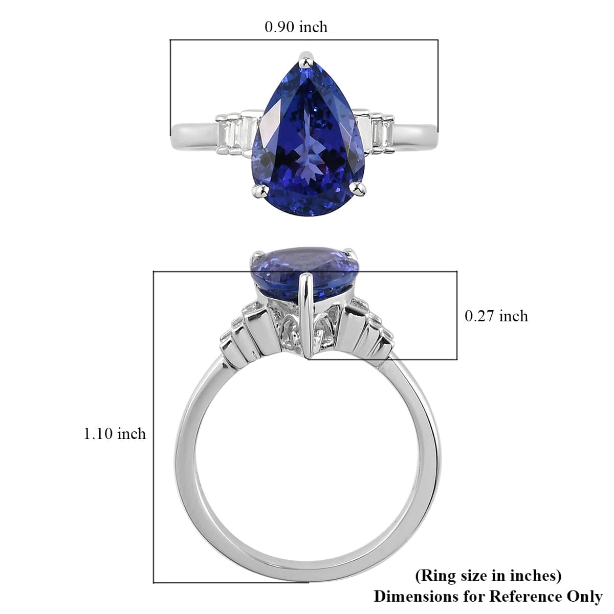 Iliana 18K White Gold AAA Tanzanite and G-H SI Diamond Ring (Size 8.0) 3.25 ctw image number 5