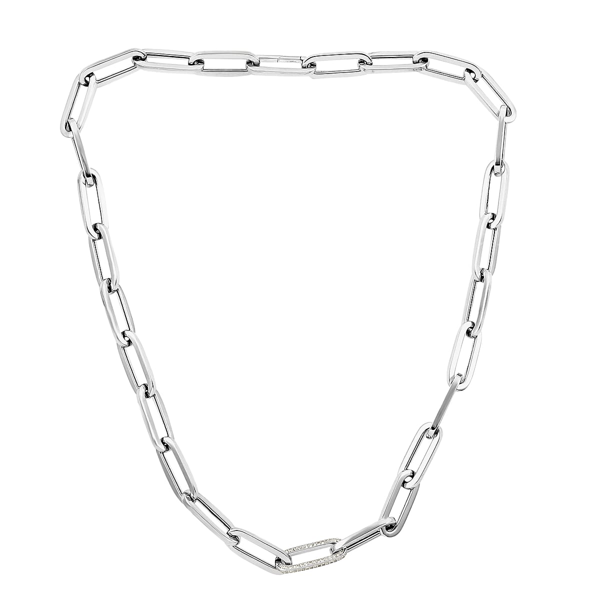 14K White Gold Diamond Paper Clip Chain Necklace 18 Inches 24.30 Grams 0.50 ctw image number 3