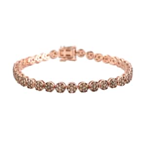 Natural Champagne Diamond Tennis Bracelet, 14K Rose Gold Plated Sterling Silver Bracelet, Diamond Jewelry For Her (7.50 In) 4.50 ctw
