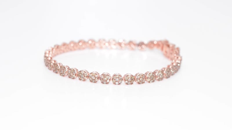 Natural Champagne Diamond 4.50 ctw Tennis Bracelet, 14K Rose Gold Plated Sterling Silver Bracelet, Diamond Jewelry For Her (7.50 In)