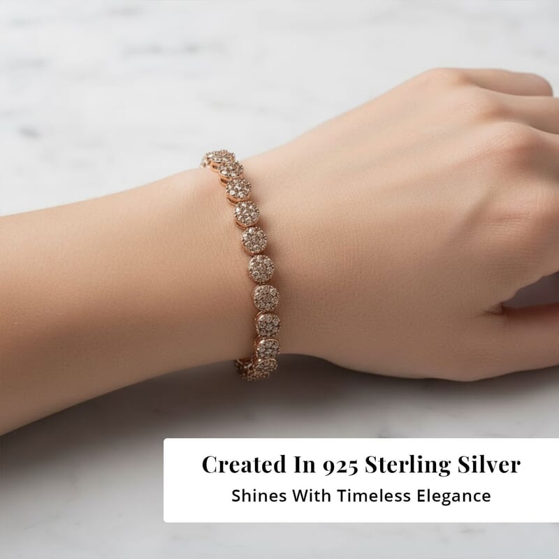 Natural Champagne Diamond 4.50 ctw Tennis Bracelet, 14K Rose Gold Plated Sterling Silver Bracelet, Diamond Jewelry For Her (7.50 In)