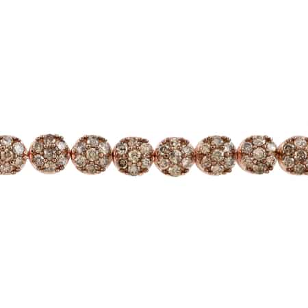 Natural Champagne Diamond Tennis Bracelet, 14K Rose Gold Plated Sterling Silver Bracelet, Diamond Jewelry For Her (7.50 In) 4.50 ctw image number 2