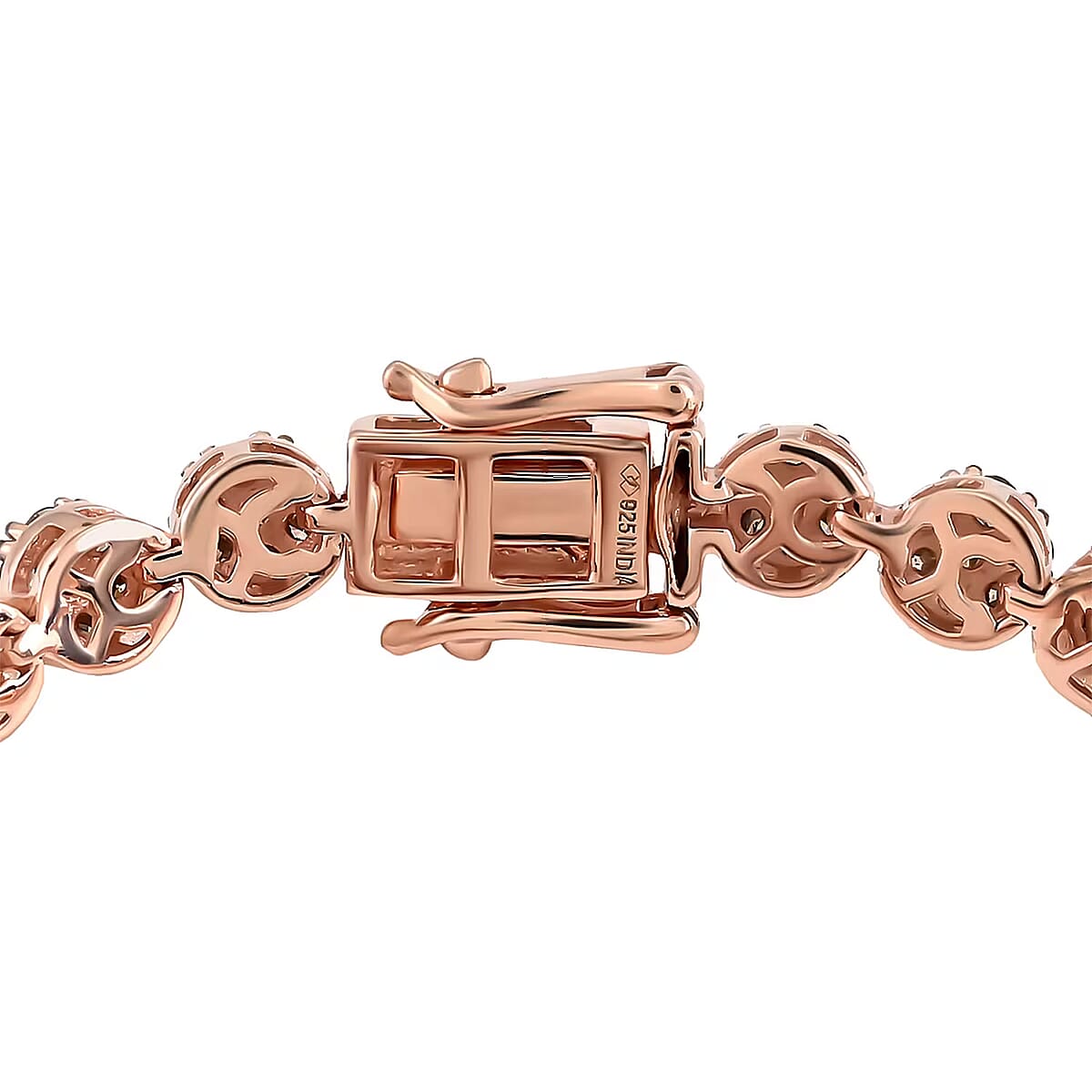 Natural Champagne Diamond 4.50 ctw Tennis Bracelet, 14K Rose Gold Plated Sterling Silver Bracelet, Diamond Jewelry For Her (7.50 In) image number 7