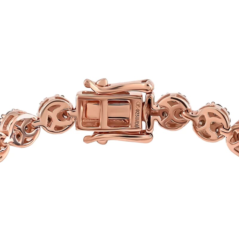 Natural Champagne Diamond 4.50 ctw Tennis Bracelet, 14K Rose Gold Plated Sterling Silver Bracelet, Diamond Jewelry For Her (7.50 In)
