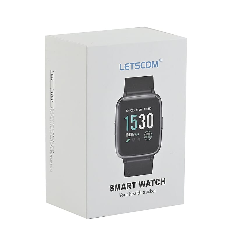 LETSCOM ID205 Fitness Tracker includes Heart Rate and Meditation Smart Watch with Navy Strap (30x37mm Dial, 5.5-9 inches)