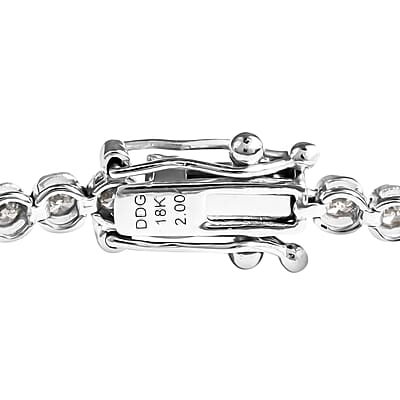 18K White Gold Natural Champagne Diamond Tennis Bracelet (7.25 In) 4.75 Grams 2.00 ctw