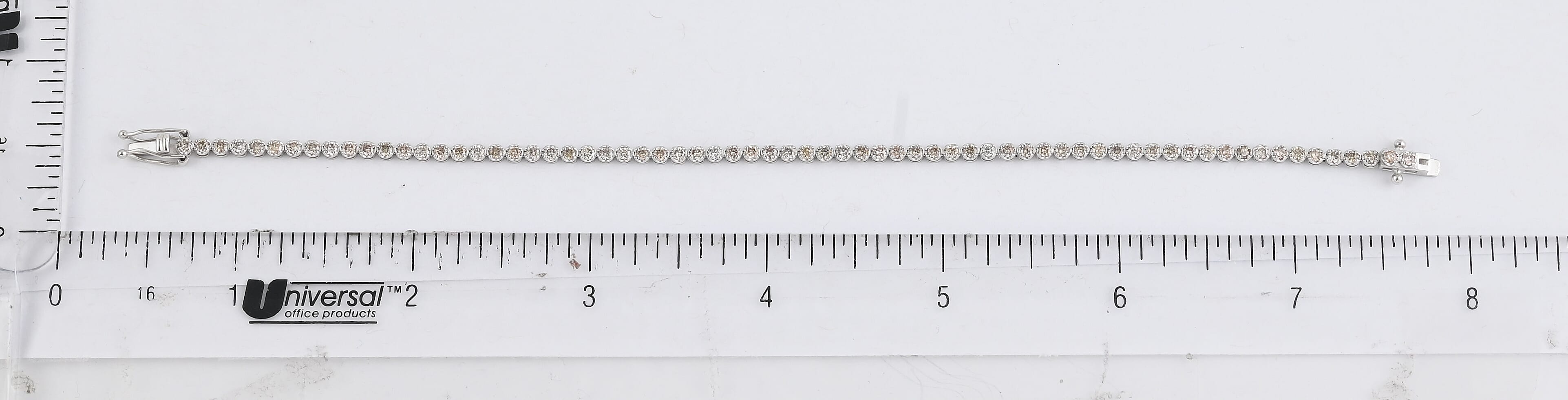 18K White Gold Natural Champagne Diamond Tennis Bracelet (7.25 In) 4.75 Grams 2.00 ctw