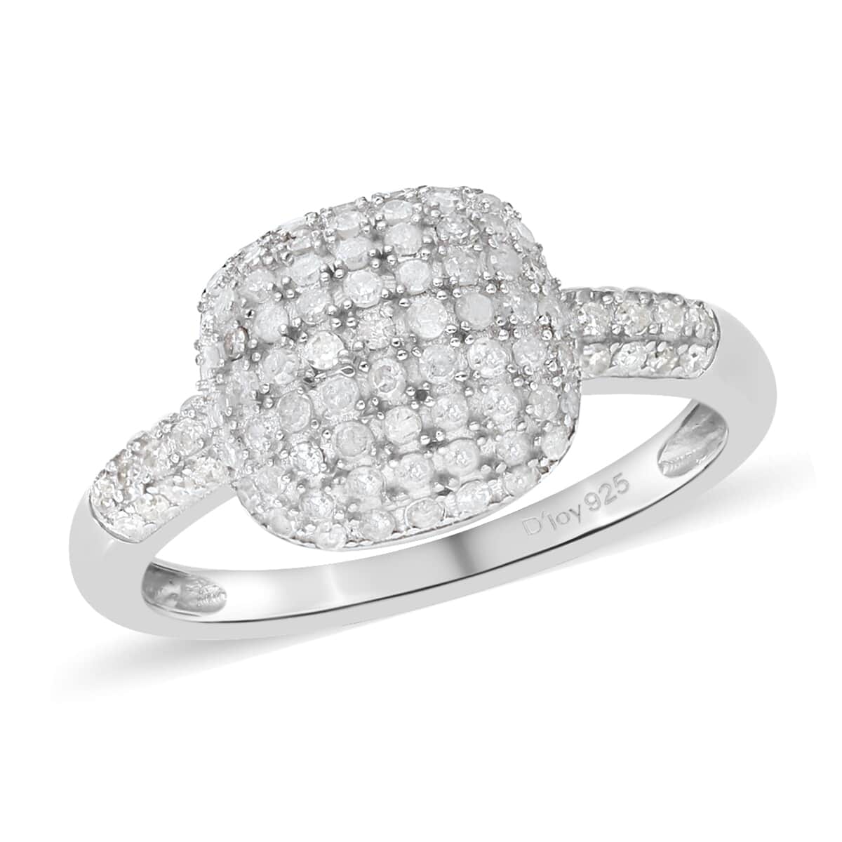 Diamond Cluster Ring in Platinum Over Sterling Silver (Size 6.0) 0.50 ctw image number 0