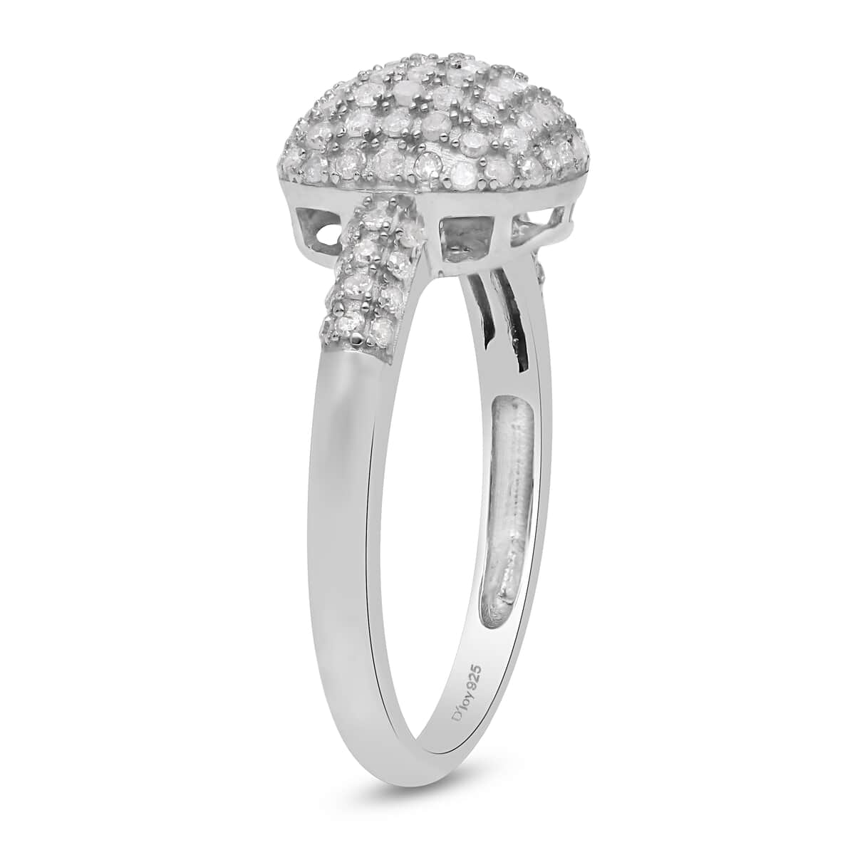 Diamond Cluster Ring in Platinum Over Sterling Silver (Size 6.0) 0.50 ctw image number 3
