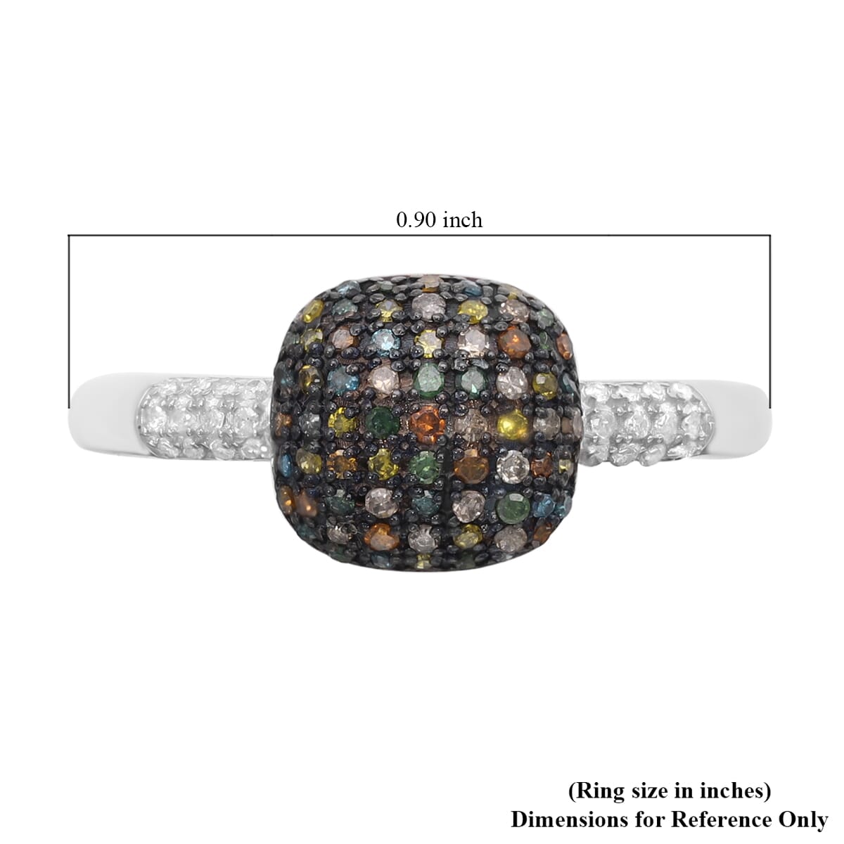 Multi Diamond Cluster Ring in Rhodium and Platinum Over Sterling Silver (Size 7.0) 0.50 ctw image number 5