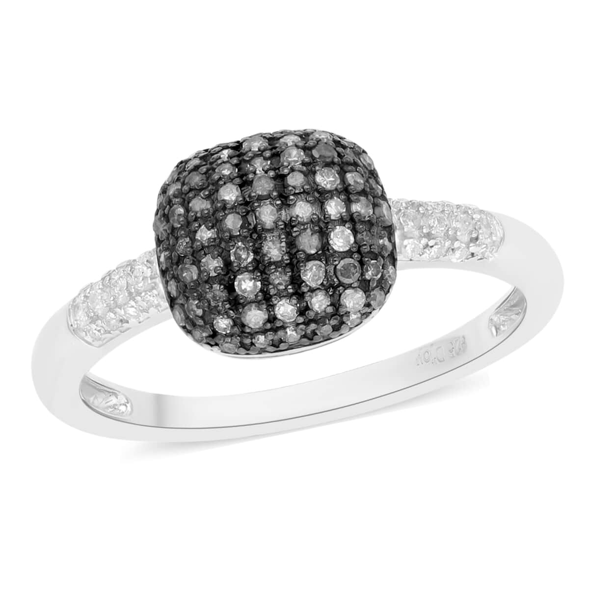 Multi Diamond Cluster Ring in Rhodium and Platinum Over Sterling Silver (Size 9.0) 0.50 ctw image number 0