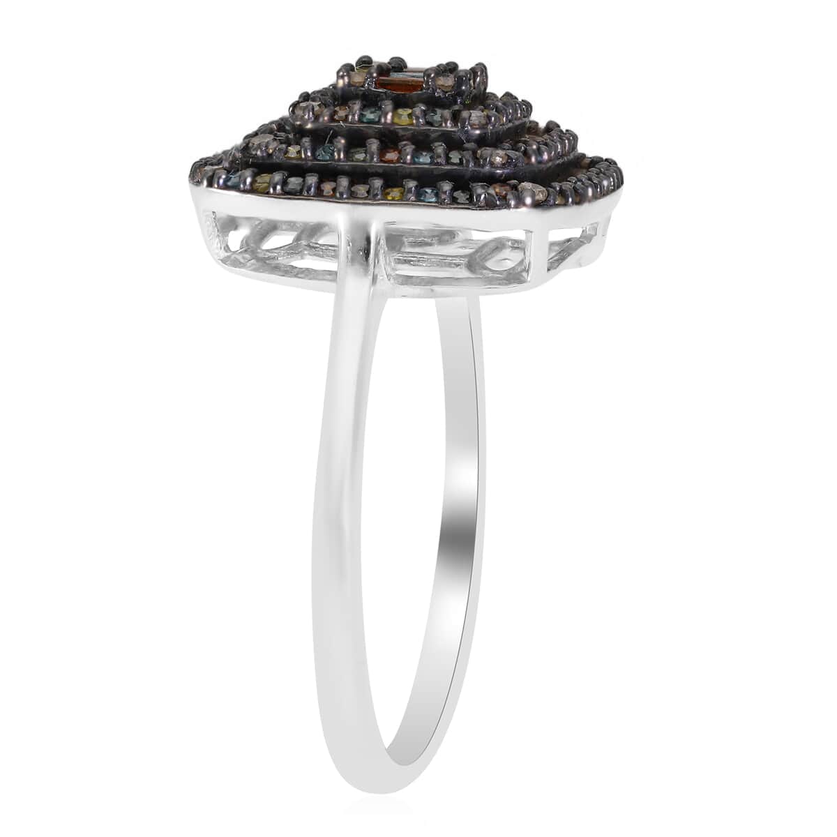 Multi Diamond Ring in Rhodium and Platinum Over Sterling Silver (Size 8.0) 0.50 ctw image number 3