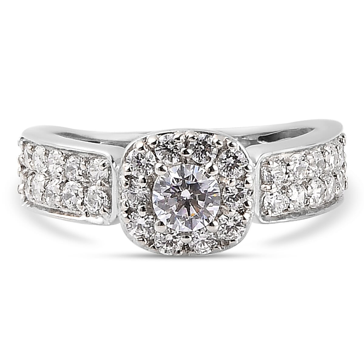 J Francis Embellished with Zirconia by Swarovski 1.80 ctw Ring in Platinum Over Sterling Silver (Size 11.5)