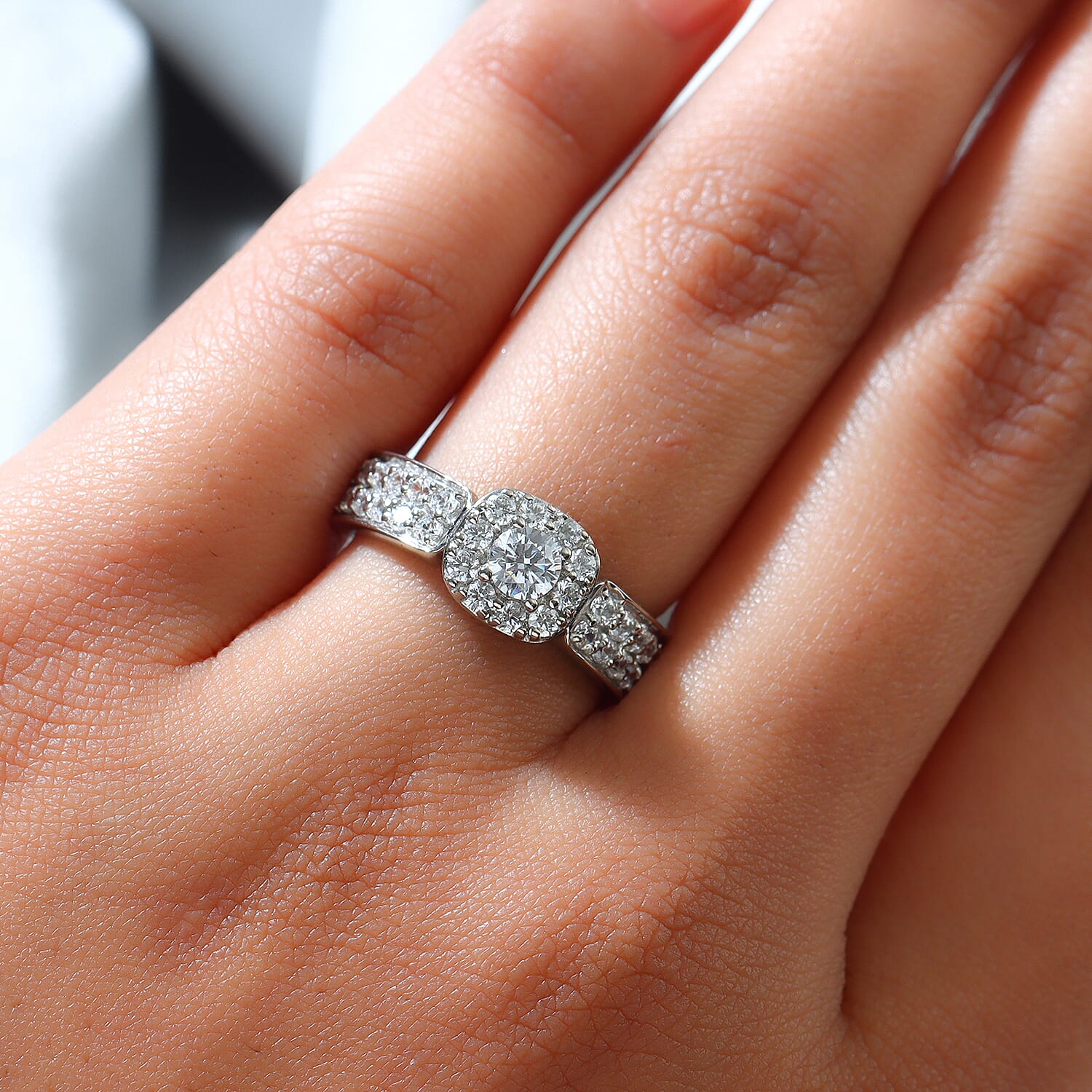 J Francis Embellished with Zirconia by Swarovski 1.80 ctw Ring in Platinum Over Sterling Silver (Size 11.5)