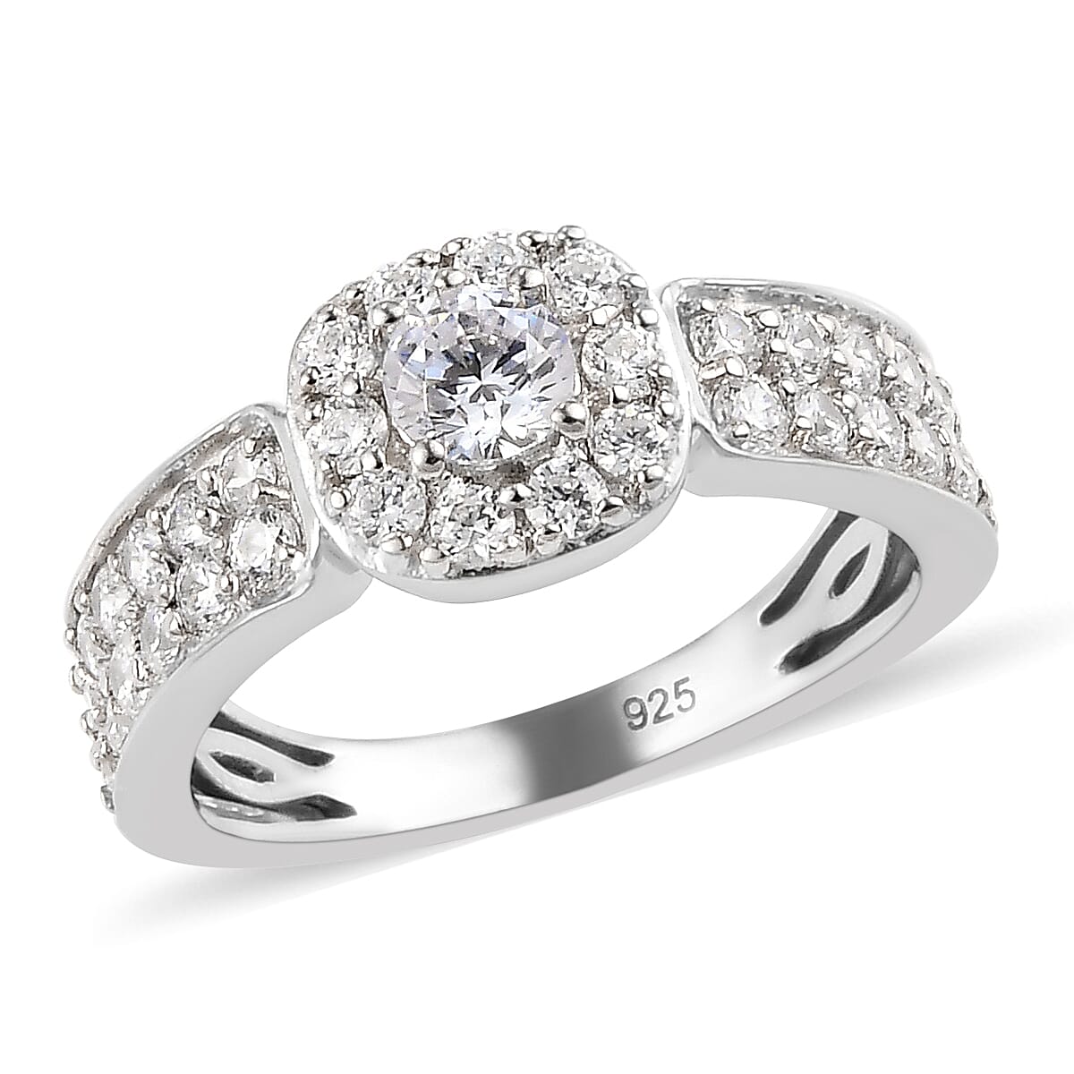 J Francis Embellished with Zirconia by Swarovski 1.80 ctw Ring in Platinum Over Sterling Silver (Size 11.5)