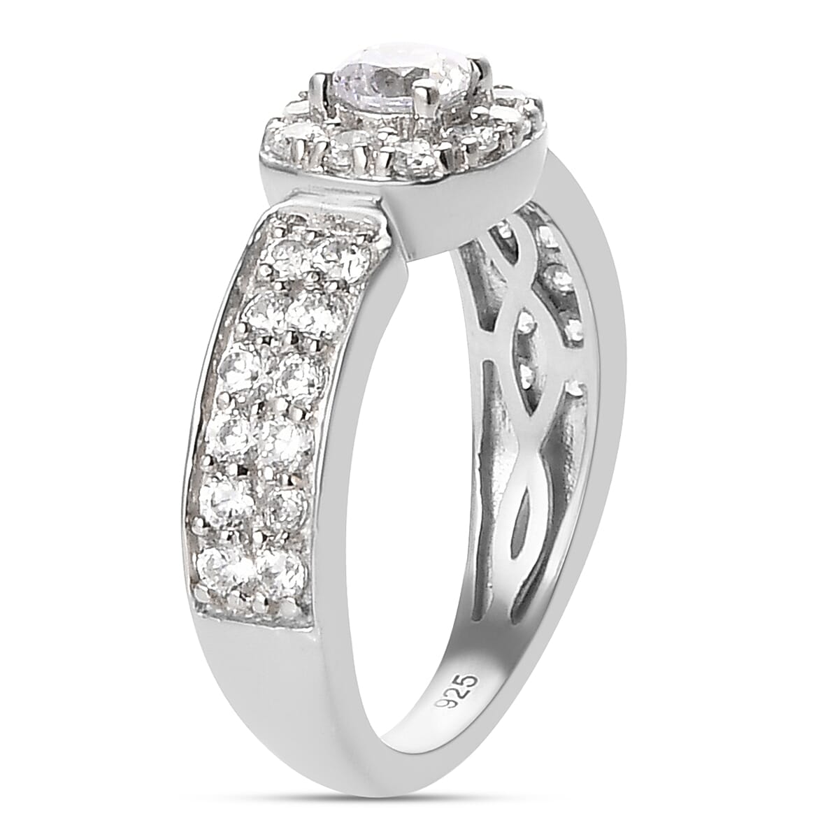 J Francis Embellished with Zirconia by Swarovski 1.80 ctw Ring in Platinum Over Sterling Silver (Size 11.5)