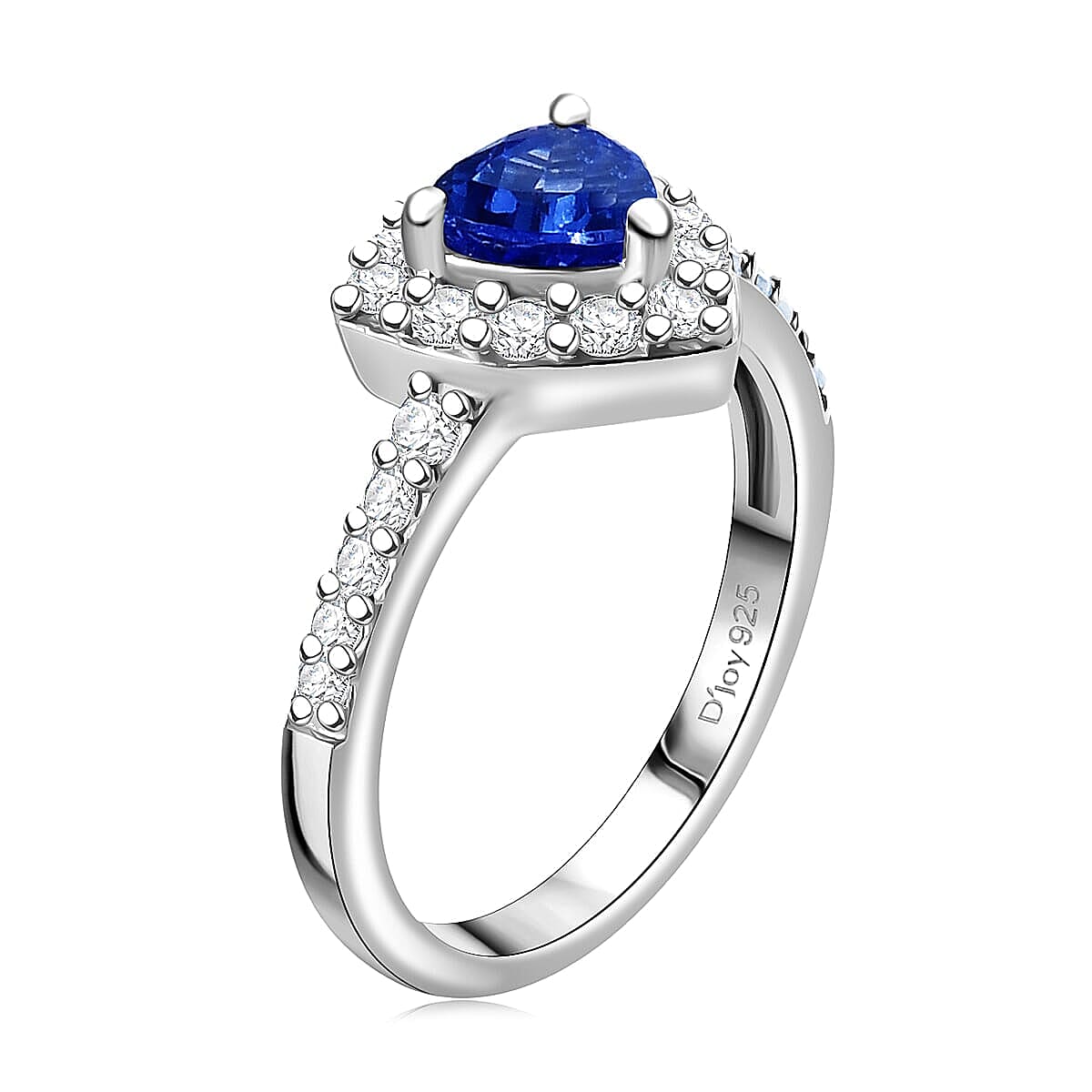 Tanzanite and Natural White Zircon Ring in Platinum Over Sterling Silver (Size 7.0) 1.10 ctw image number 3