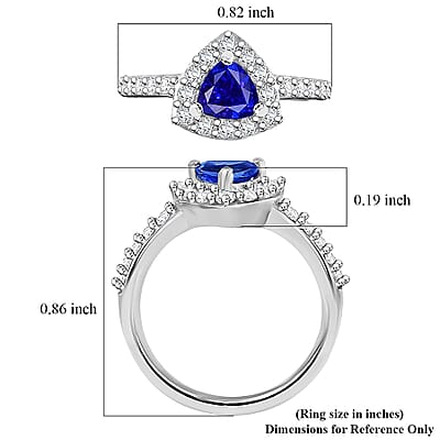 Tanzanite and Natural White Zircon Halo Ring in Platinum Over Sterling Silver (Size 10.0) 1.10 ctw