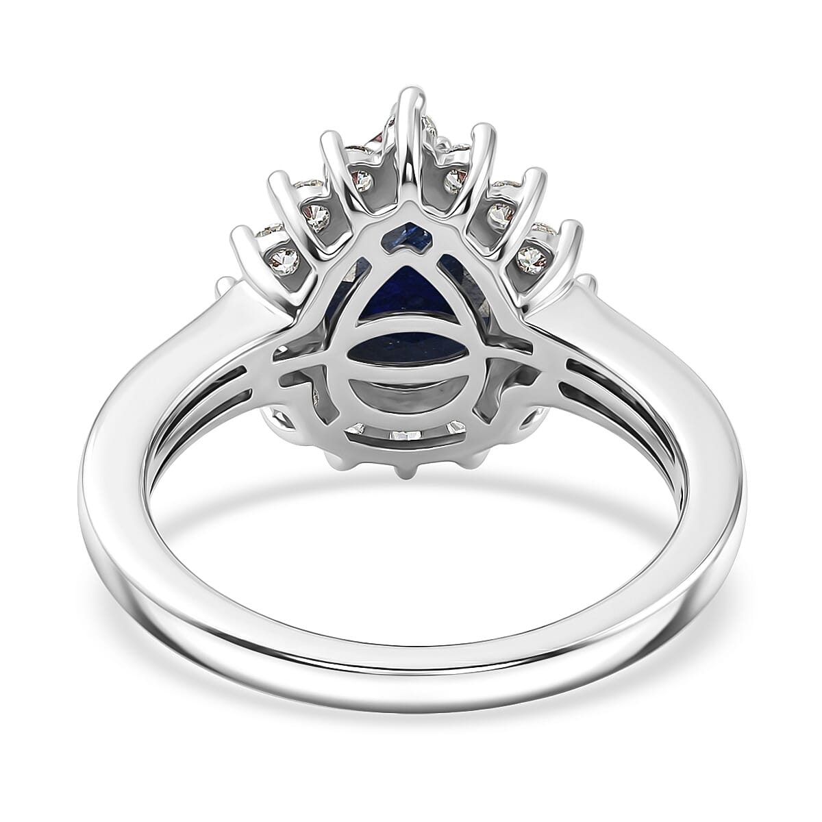 Masoala Sapphire (D) and White Zircon 2.85 ctw Ring in Platinum Over Sterling Silver (Size 11.5)
