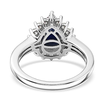Masoala Sapphire (D) and White Zircon 2.85 ctw Ring in Platinum Over Sterling Silver (Size 11.5)