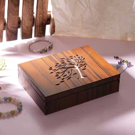 Pine Wood Jewellery box with Single Partition inside of size 6*8  image number 1