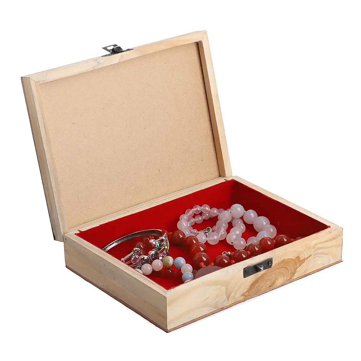 Natural Floral Abstract Pine Wooden Jewelry Box image number 6