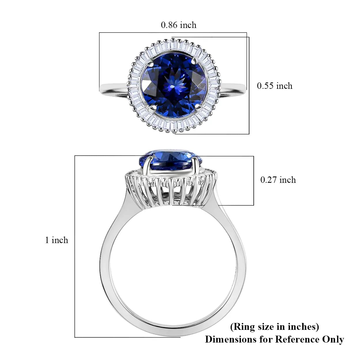 Rhapsody 950 Platinum AAAA Tanzanite Ring, Platinum Diamond Ring,Wedding Ring, Halo Engagement Rings For Women 3.65 ctw (Size 10) image number 5