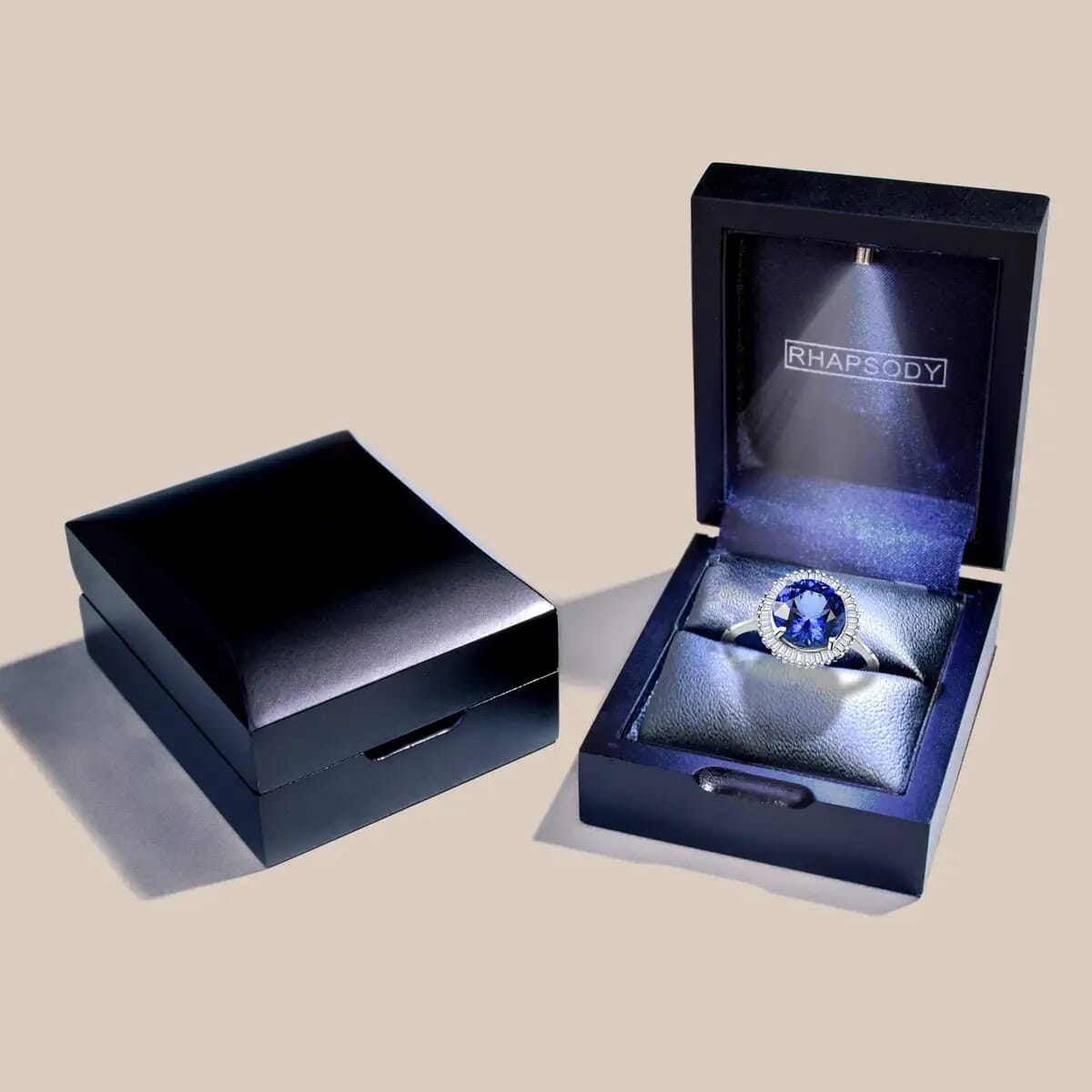 Rhapsody 950 Platinum AAAA Tanzanite Ring, Platinum Diamond Ring,Wedding Ring, Halo Engagement Rings For Women 3.65 ctw (Size 10) image number 6