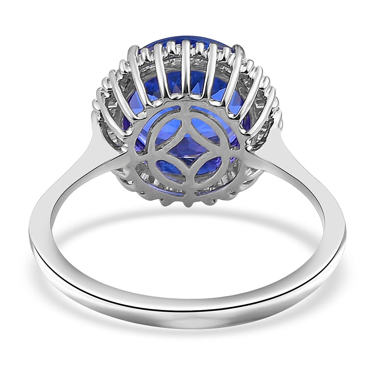 Rhapsody AAAA Tanzanite and Diamond 3.50 ctw Ring in 950 Platinum, Wedding Ring, Halo Engagement Rings For Women (Size 6.0) image number 4