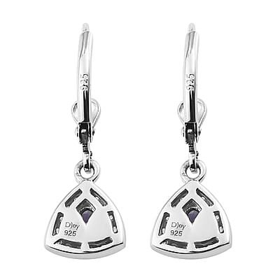 Tanzanite and Natural White Zircon Lever Back Earrings in Platinum Over Sterling Silver 1.25 ctw