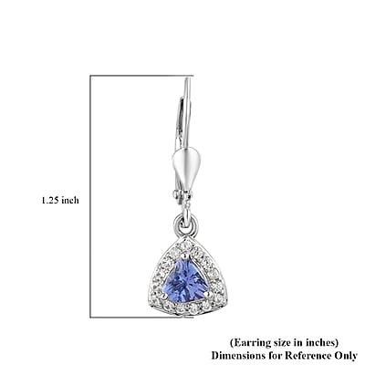 Tanzanite and Natural White Zircon Lever Back Earrings in Platinum Over Sterling Silver 1.25 ctw
