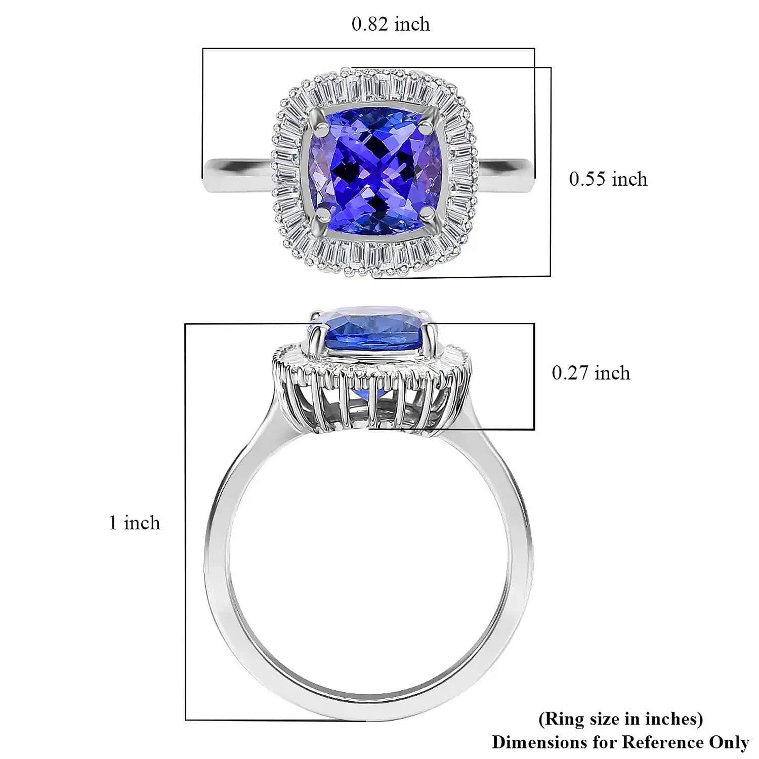 Rhapsody AAAA Tanzanite and Diamond 3.00 ctw Ring in 950 Platinum, Wedding Ring, Halo Engagement Rings For Women (Size 5.0)