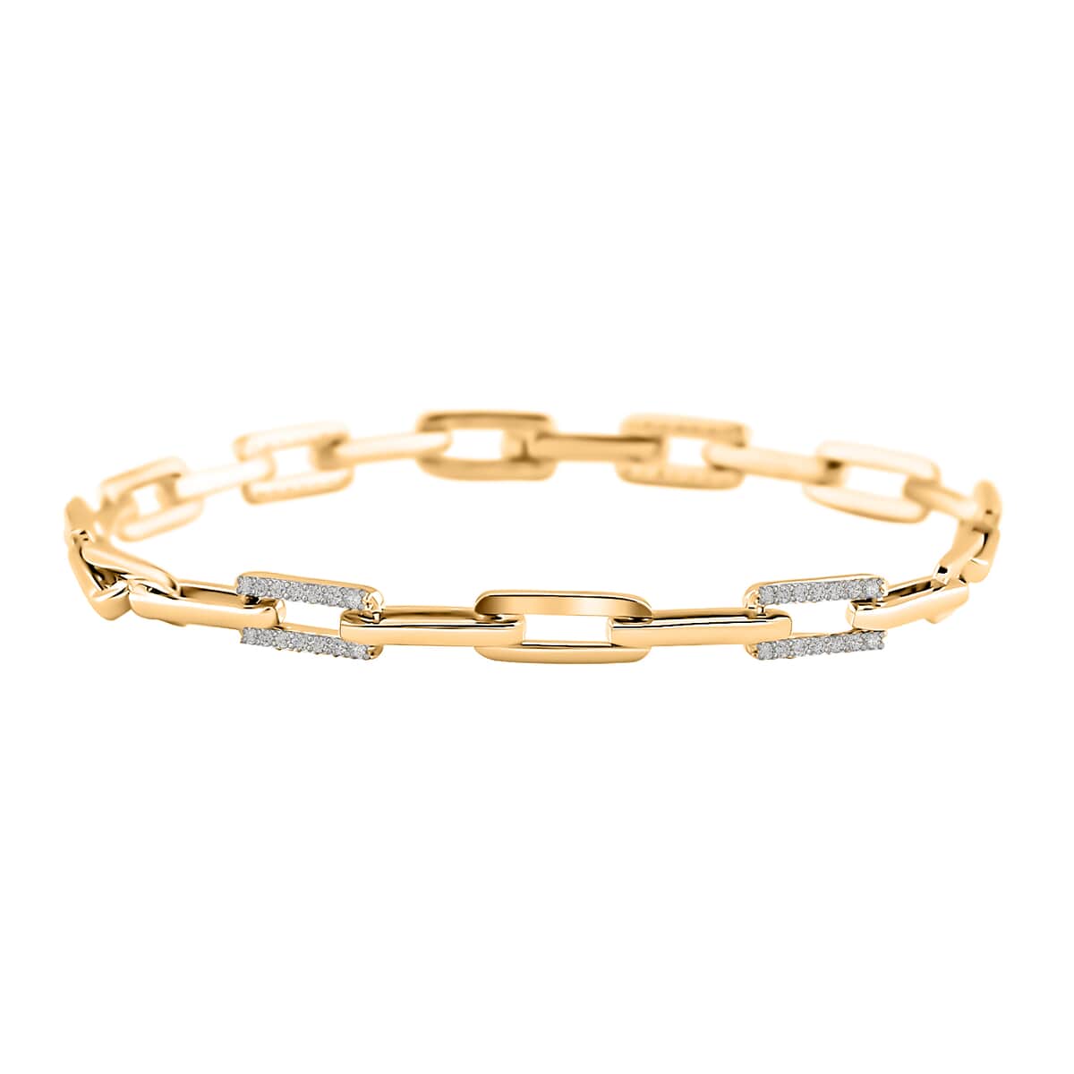 10K Yellow Gold G-H I2 Diamond Paperclip Bracelet (7.50 In) 8.80 Grams 0.50 ctw image number 0