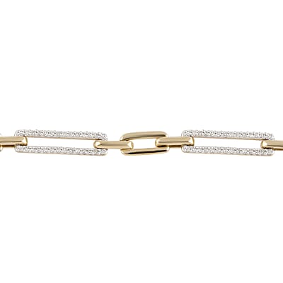 10K Yellow Gold G-H I2 Diamond Paper Clip Bracelet (7.50 In) 7.60 Grams 0.75 ctw