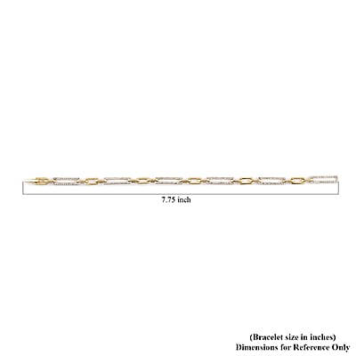 10K Yellow Gold G-H I2 Diamond Paper Clip Bracelet (7.50 In) 7.60 Grams 0.75 ctw