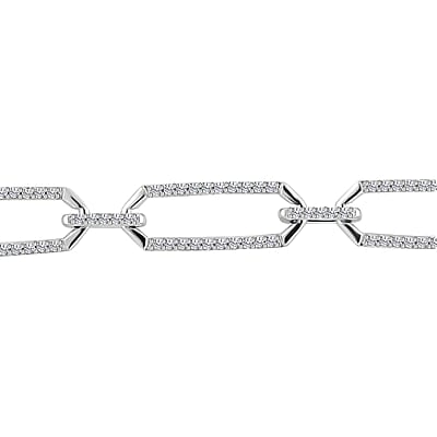 Cheryl Exclusive Pick 10K White Gold G-H I2 Diamond Paperclip Bracelet (7.50 In) 7.10 Grams 1.00 ctw