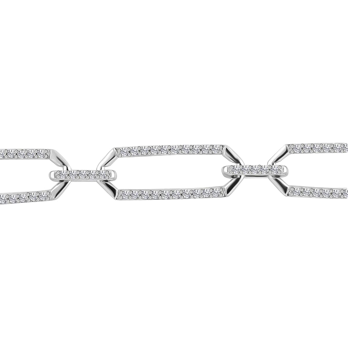 Cheryl Exclusive Pick 10K White Gold G-H I2 Diamond Paperclip Bracelet (7.50 In) 7.10 Grams 1.00 ctw image number 2