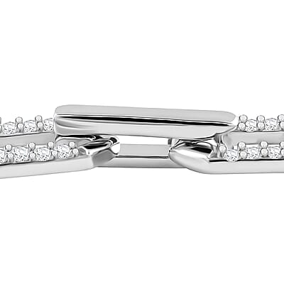 Cheryl Exclusive Pick 10K White Gold G-H I2 Diamond Paperclip Bracelet (7.50 In) 7.10 Grams 1.00 ctw