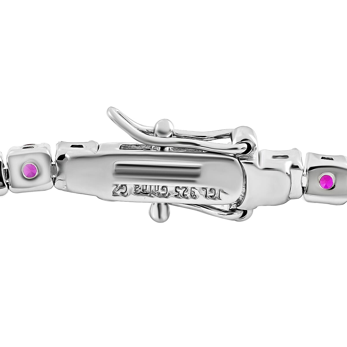 Simulated Red, Blue and White Diamond Patriotic Tennis Bracelet in Rhodium Over Sterling Silver (7.25 In) 7.65 ctw image number 3